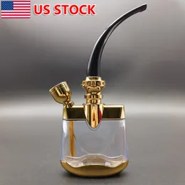 6 inch Mini Portable Hookah Set Smoking Pipe Shisha Water Bong Pipe Set Gold