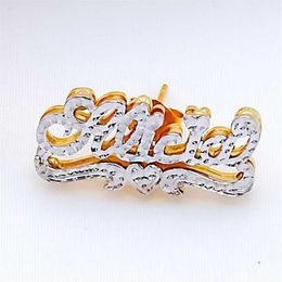 Personalised Name Earring For Women Stainless Steel Custom Gold Nameplate Stud Earring Friend Jewellery Gift Y1010310z