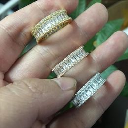 Vecalon Fashion Princess cut ring 5A Zircon Stone Gold Filled Party Wedding Band Rings for women men Finger Jewelry 3 Colors238k