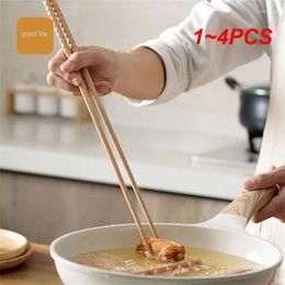 Chopsticks 1-4PCS Japanese Extra Long Wooden Polished Beech Wood Fried Noodle Anti-slip Kitchen Cooking Tools