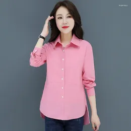 Women's Blouses Casual Shirts Women Turn-down Collar Long Sleeve Blouse Office Lady White Shirt Tops Basic Button Clothing