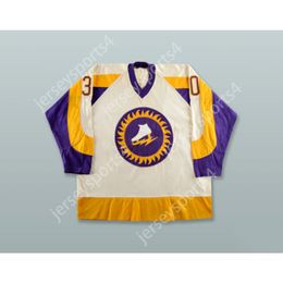 Custom GARY KURT 30 WHA NEW YORK GOLDEN BLADES WHITE HOCKEY JERSEY NEW Top Stitched S-M-L-XL-XXL-3XL-4XL-5XL-6XL