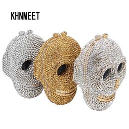 Designer Skull Clutch Bags Women Evening Purse Wedding Bags Crystal Chain Gold Silver Day Clutches SC787 2111233070