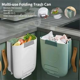 Waste Bins Folding Trash Can with Scraper Storage Box for Kitchen Wastebasket Paper Recycle Waste Disposer Dustbin Wastebin Bucket Garbage 231214
