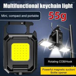 Flashlights Torches XPE Mini Keychain Light 1000LM COB LED Pocket 800mAh Type-C USB Rechargeable IPX4 Waterproof Portable Outdoor