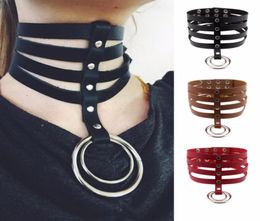 Leather O Round choker Leather collar Punk necklace Bdsm collar Sexy choker Gothic necklace Fetish6251021