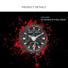 SMAEL Electronics Watch Smael Brand Men's Digital Sport Watches Male Clock Dual Display Waterproof Dive White Relogio 1637208A