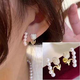 Stud Earrings MeiBaPJ 3-4mm Natural Round Pearls Flower Real 925 Sterlings Silver Fine Charm Wedding Jewellery For Women