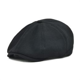 sboy Hats Sboy VOBOOM Big Size Black Cotton Flat Cap Beret Boina Cabbie Driver Golf Men Women 8 Panel Elastic Band Duckbill Ivy 32207J