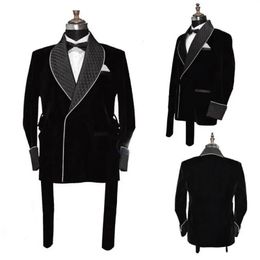 Men's Suits Blazers Winter Black Velvet Men's Smoking Overcoat Red Long Jacket Groom Party Prom Coat Business Wear Clothing Only 1 Blazer With Belt 231215