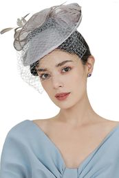 Gray Sinamay Tea Party Fascinator For Women Kentucky Derby Hat Pillbox Hair Clip Cocktail Wedding Dress Headband Church