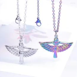 Chains Stainless Steel Egyptian Goddess Isis Pendant Necklace Choker Wing Charm For Women/Men Vintage Jewellery Gifts