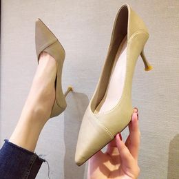 Dress Shoes Beige High Heels Shallow Mouth Fine Heeled 12cm Stiletto PU Slides Rubber Thin Be