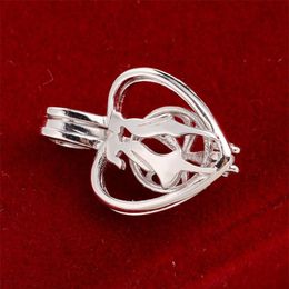 HOPEARL Jewellery Kissing Lover Lockets Pendants Wish Pearl Cage 925 Sterling Silver 3 Pieces311K