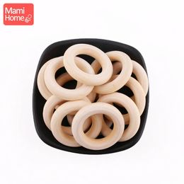 Teethers Toys mamihome 100pcs 25mm-70mm Wood Teething Wooden Ring DIY Necklace Rattles wooden blank teether Nurse Gifts Children'S Goods toys 231215