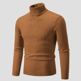 Mens Sweaters Autumn and Winter Turtle Neck Sweater Knitted Pulled Rib Warm Jumping Slim Fit Casual 231214