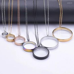 Pendant Necklaces 10Pcs/Lot Stainless Steel Round Floating Locket 10-40mm Glass Memory Coin Holder Medallion Collares Jewellery