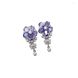 Stud Earrings Internet Celebrity With Natural Amethyst Embedded In The Same Earrings. Women's Temperament And Personality