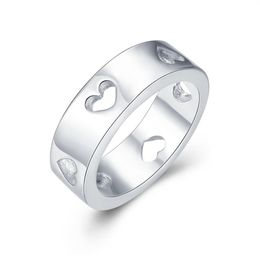 Whole 925 Sterling Silver Plated Fashion Empty heart ring Jewelry LKNSPCR110286Y