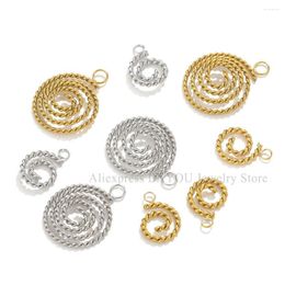 Charms 5pcs Gold Plated Stainless Steel Screw Thread Connectors Earrings For Jewellery Making Handmade Circle Spiral Pendants