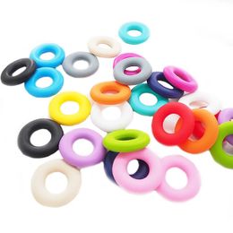 Teethers Toys Chenkai 50PCS Food Grade Donuts Silicone Beads DIY Baby Infant Pacifier Nursing Teething Necklace Sensory Accessories Bead 231215