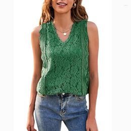 Women's Tanks Solid Colour Sexy Lace Tank Top Summer V-neck Hollow Sleeveless Knitted Women Fashion Streetwear S-XXL
