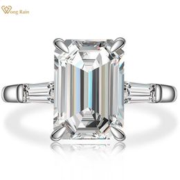 Wedding Rings Wong Rain 925 Sterling Silver Emerald Cut Created Gemstone Wedding Engagement Diamonds Ring Fine Jewellery Wholesale 231214