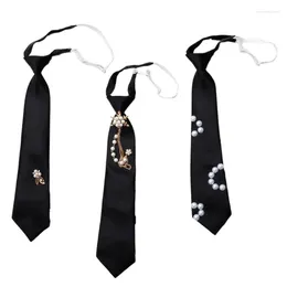 Bow Ties 1pc/3PCS Students Shirt Necktie Girls Clip Closure Black Uniform Detachable Tie Drop