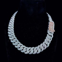 925 Sterling Silver Men Womens Miami Cuban Link Chain Fully Iced Out Vvs Moissanite Diamond Hip Hop Bling Luxury Jewelry