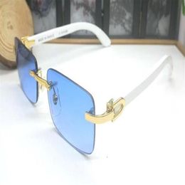 new arrival women mens sunglasses wooden white buffalo horn glasses frameless eyeglasses gold with box blue pink yellow red301c