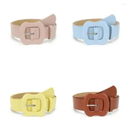 Belts Wide Metal Buckle Fashion Candy Color PU Leather Women Waistbands Korean Style Waist All-match