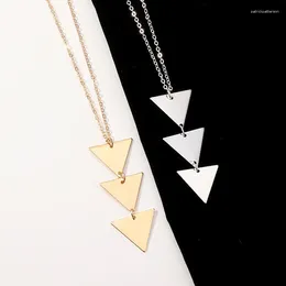 Pendant Necklaces Triangle Necklace For Women Vintage Simple Geometric Female Sweater Chain Long Jewelry Gift Collier Femme