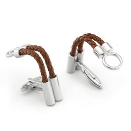 European and n classic retro brown braided rope cufflinks