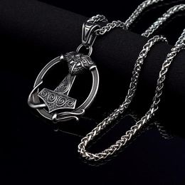 Pendant Necklaces Viking Hammer Necklace For Men Stainless Steel Simple Cool Vintage Style Jewellery Celtics Stuff194y