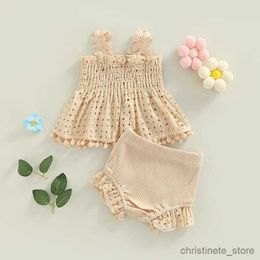 Clothing Sets Toddler Baby Girls Summer Clothes Outfits Sling Pleated Tank Tops and Casual Ruffle Shorts Two-Piece Suits Kids Baby Girl Sets R231215