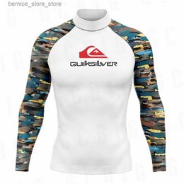 Men's Polos Outdoor Beach Surf Wear 2023 Mens Long Sleeve Surf Gym Clothes Swimming Floatsuit Boy Tops Uv Swimwear Tight RashGuard Surfing Q231215