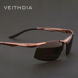 Outdoor Eyewear VEITHDIA Sunglasses Aluminum Men Polarized UV400 Lens Rectangle Rimless Driving Fishing Sun Glasses Sports For Male 6535 231215