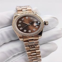 New Styles 26mm Fashion Womens Watches Automatic Mechanical 2813 Movement Full Stainless Steel Strap Wristwatches Diamond Bezel Hi256e