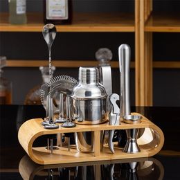 Bar Tools 350ml 550ml 750ml Stainless Steel Cocktail Shaker Cup Bartender Tool Set With Bamboo Base 231214