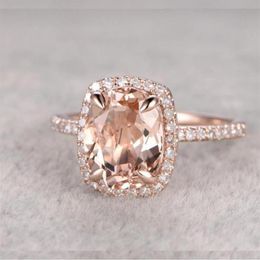 Wedding Rings Marcatsa Brand Champagne Crystal Cubic Zirconia Ring Rose Gold Color Tone Fashion Engagement Jewelry For Women234C