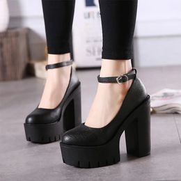 Dress Shoes Gdgydh Women's Platform y High Heels Ankle Buckle Strap Round Toe Non Slip Pumps Mary Jane Lolita Punk Style 231214