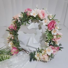 Rose Flower Tiara Hairband Wedding Hair Accessories Women Headdress Engagement Headpiece Bridal Hairwear Bohemian Crown