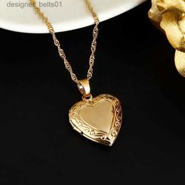 Pendant Necklaces Valentines Gift Heart Locket Pendant Necklace 24K Gold Colour Romantic Fancy Heart Jewellery For WomenL231215