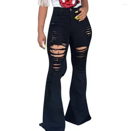 Women's Jeans Fashion Casual Denim Pants For Women Button Ripped Zipper Flares Trousers Hole Y2k Slim Fit Flared Students