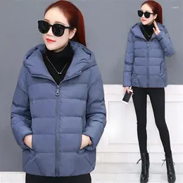 Women's Trench Coats Korean Women Winter Coat Puffer Black Warm Thick Jacket Padded Hooded Short Waist Bubble Slim