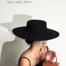 Wide Brim Hats Bucket Hats Felt Hats for Women Fedoras Wide Brim Panama Hat Jazz Wool Fedora Cap Classic Black Colour Fashion Bowler Hats Lady Hats party YQ231215