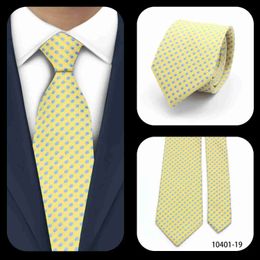 Neck Ties LYL 7CM Slim Yellow Dot Business Men's Ties Luxury Bolus Print Gift Elegant Man Fashion Tie Gentleman Necktie for Wedding GuestL231215