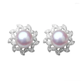 Stud Earrings 11-12mm Natural Freshwater Pearl Classic S925 Sterling Silver Authentic CAE66