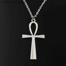 Pendant Necklaces Simple Classic Fashion Cross Egyptian Ankh Life Symbol Antique Silver Colour Pendant Short Long Chain Necklaces Jewellery For WomenL231215