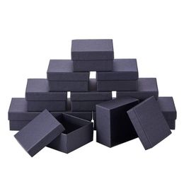 Pandahall 18-24 pcs lot Black Square Rectangle Cardboard Jewelry Set Boxes Ring Gift boxes for jewellery packaging F80 220509240r